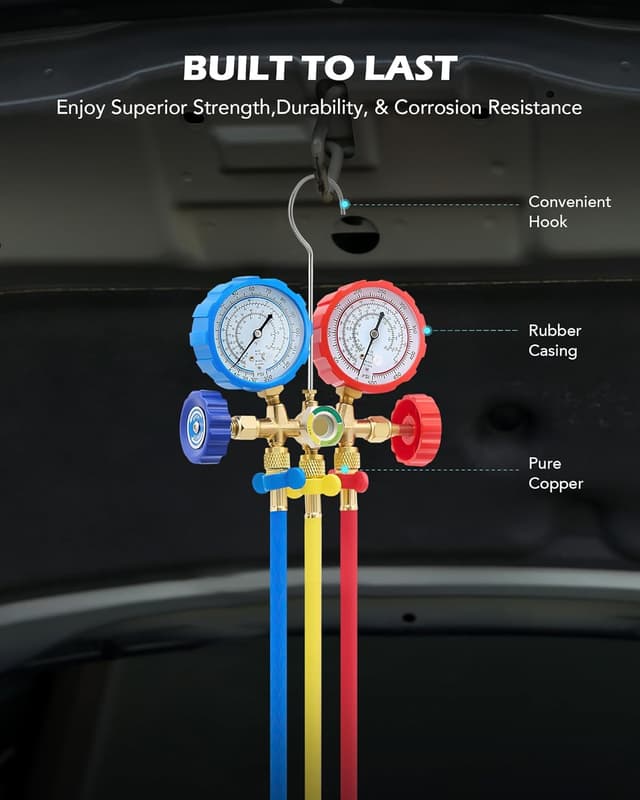 Thumbnail 6 de Orion Motor Tech 3-Way AC Diagnostic Manifold Gauge Set (R134A, R12, R22, R502) with 5FT Hoses