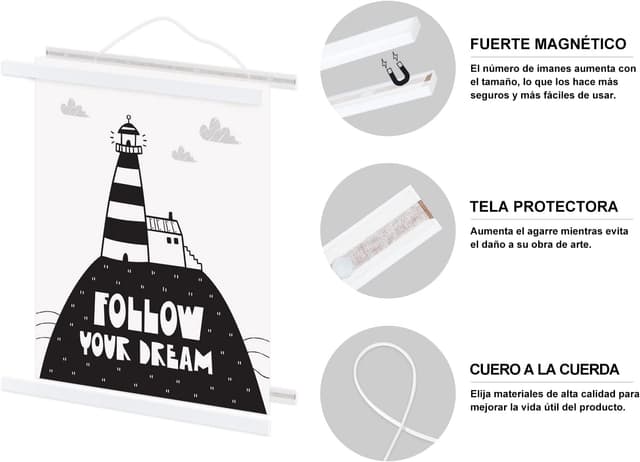 Detalle de Benjia magnetische Posterschiene für A2 Poster (weiß, 2er-Set) mit starken Magneten