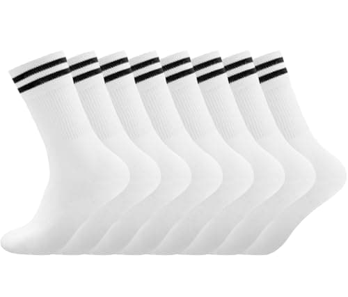 Detalle de Smart Sir pack de 4 calcetines deportivos de algodón (hombre y mujer), blancos para tenis y uso diario