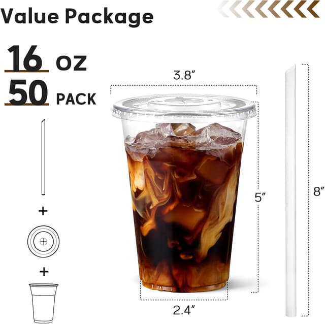 Thumbnail 1 de AOZITA 16 oz Disposable Clear Cups 50 Pack
