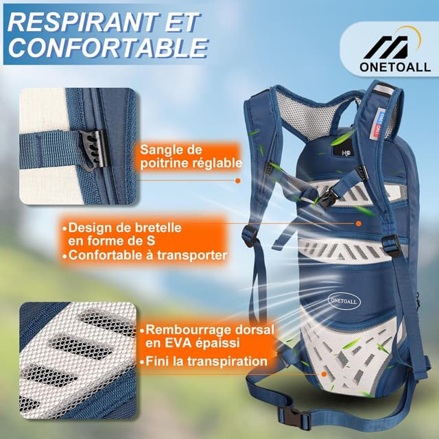 Detalle de LOCAL LION Sac à Dos Vélo 6L : petit sac de randonnée, VTT et moto, avec housse de pluie