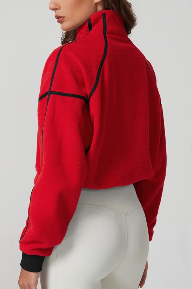 Detalle 2 de QINSEN Women’s Half Zip Fleece Short Pullover Sweatshirt Sherpa-Style Top