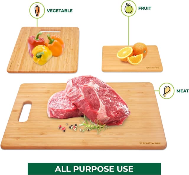 Thumbnail 6 de Freshware Bamboo Cutting Board Set of 3 (Knife Friendly) with Hanging Holes