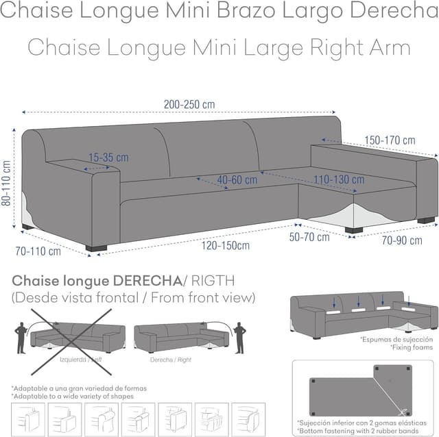 Detalle 2 de Eysa Mini housse canapé L Extensible Marron