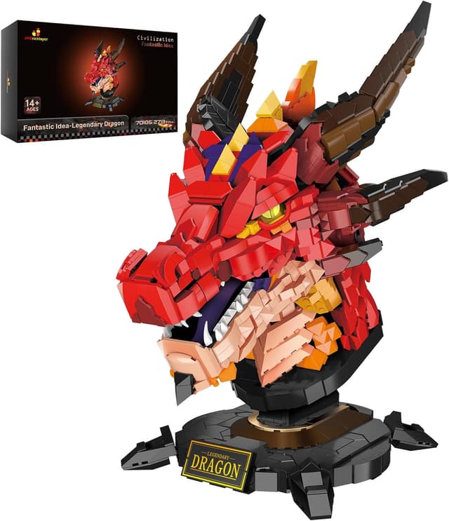 Imagen de JMBricklayer Dragon Head Building Blocks Toy 70105 (2713 pieces) – collectable display fantasy dinosaur model kit for adults 14+ en OfertitasTOP