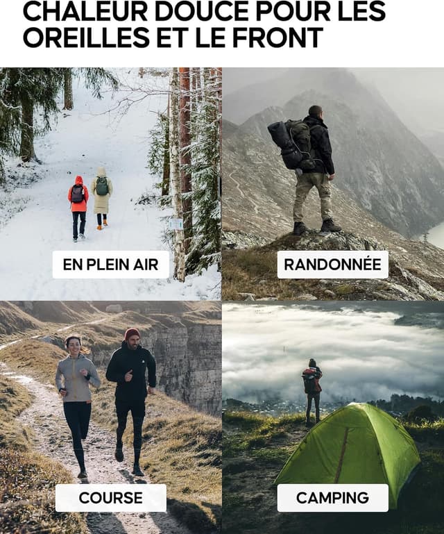 Detalle de DANISH ENDURANCE Bandeau en laine mérinos doublé polaire thermique, bleu marine foncé (S/M)