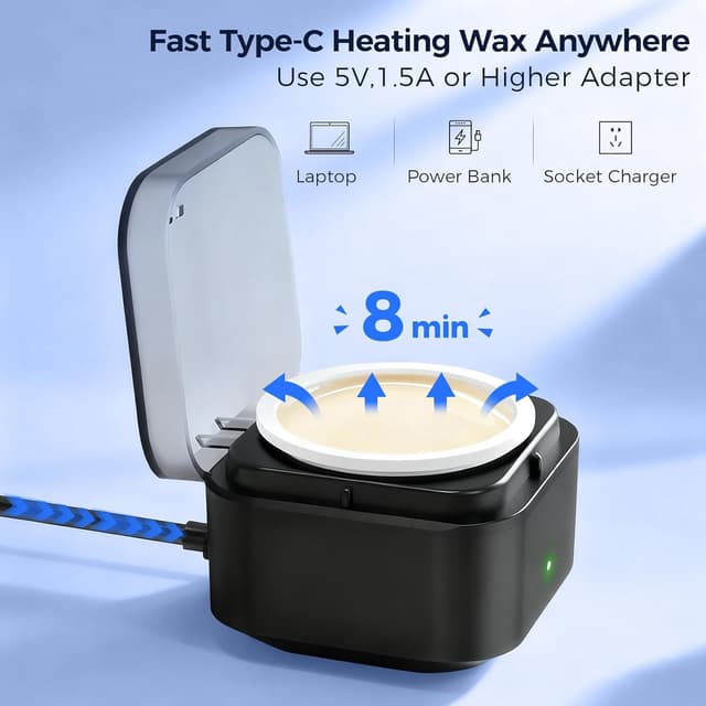 Thumbnail 6 de Nasenhaarentferner Nasenhaar Wachs-Set mit Mini-Wachswärmer (USB-C), 100 g – für Nase, Ohren & Augenbrauen