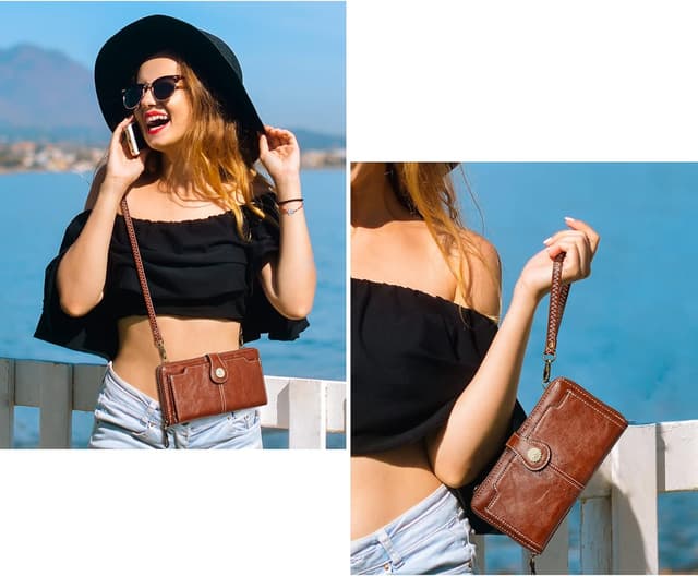 Detalle 2 de S-ZONE Pn21b017 portamonete per telefono da donna con blocco RFID e tracolla