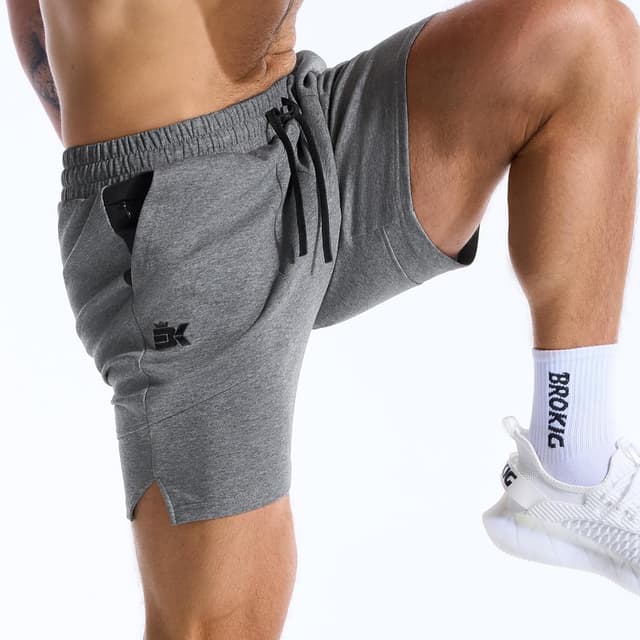 Detalle de BROKIG Mens Zero Armor Gym Shorts with Zip Pockets – seamless internal pocket comfort for training