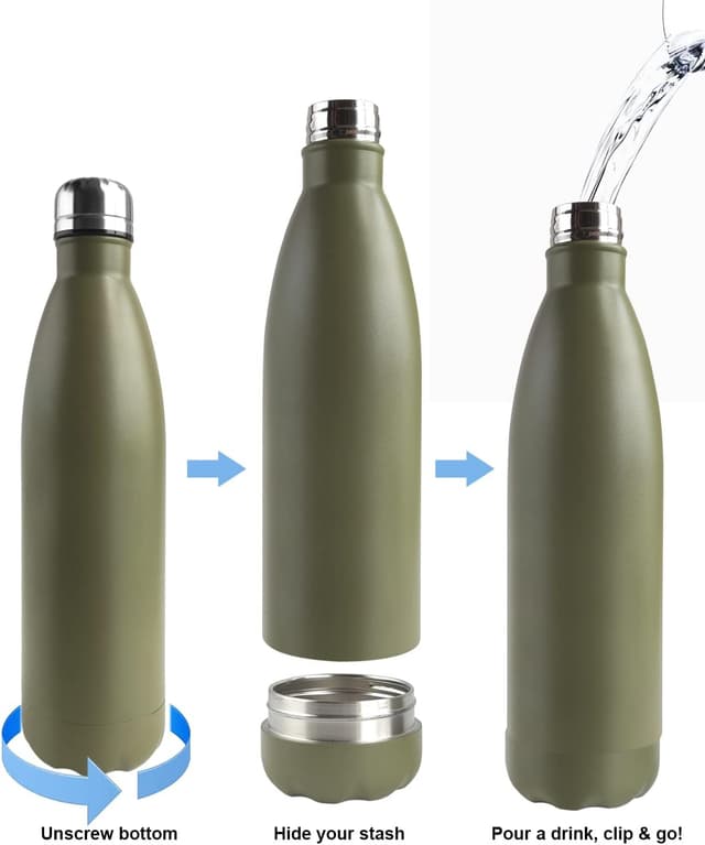 Detalle de Domemit Bottiglia d’acqua Sicura con scomparto nascosto “Segreto” in acciaio inox da 730 ml