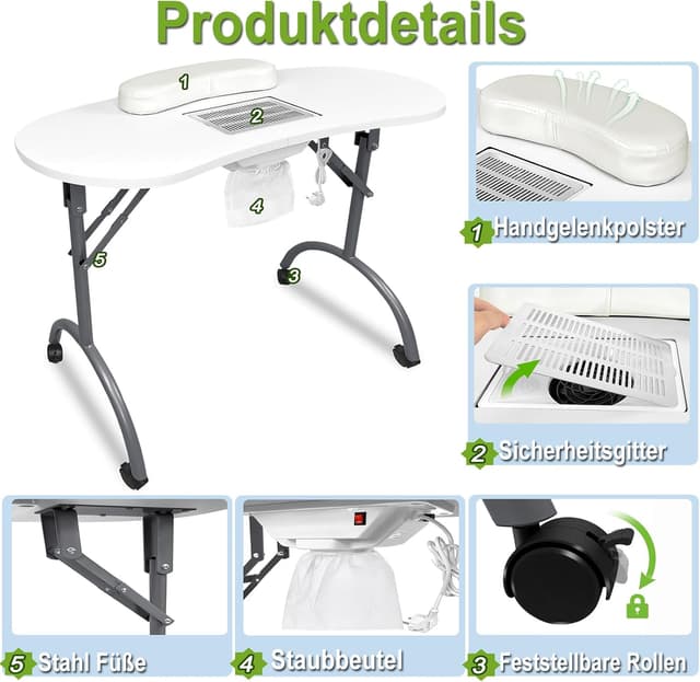 Thumbnail 6 de YRHome table de manucure pliable 98 x 44 x 77