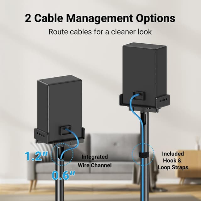 Detalle de PERLESMITH PSSS2 Universal Height-Adjustable Speaker Stands (Surround Sound, 33.3–45.1 in), Pair, Black
