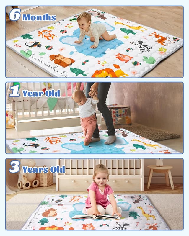 Detalle de Funsland Baby Play Mat (Foldable, Cotton) 127x127cm – Animal design