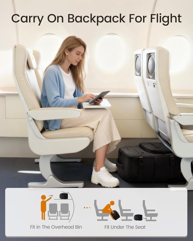 Detalle 1 de LOVEVOOK 40L Travel Backpack for Women & Men (TSA Personal Item) with Waterproof Compartments and Laptop Sleeve, Black