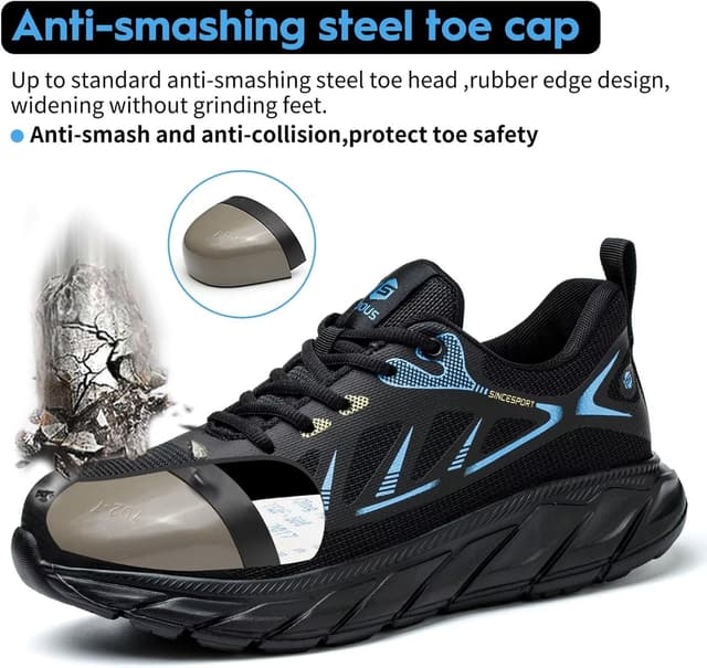 Detalle de Scarpe Antinfortunistiche ISOOUS da Uomo leggere con punta in acciaio antiscivolo (blu)