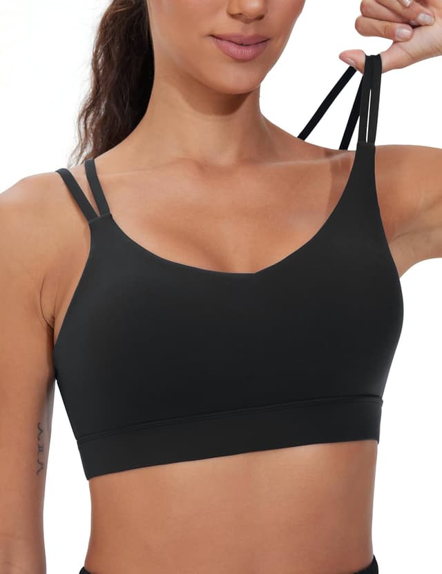 Detalle de THE GYM PEOPLE Soutien-gorge de sport à bretelles spaghetti rembourrées pour femme