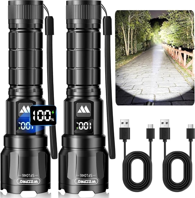 Detalle de Wdtpro 6000LM Rechargeable Flashlight 2-pack 🔦