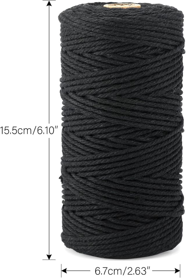 Thumbnail 2 de G2PLUS G2PLUS Black Macrame Cotton Rope 3mm 100m