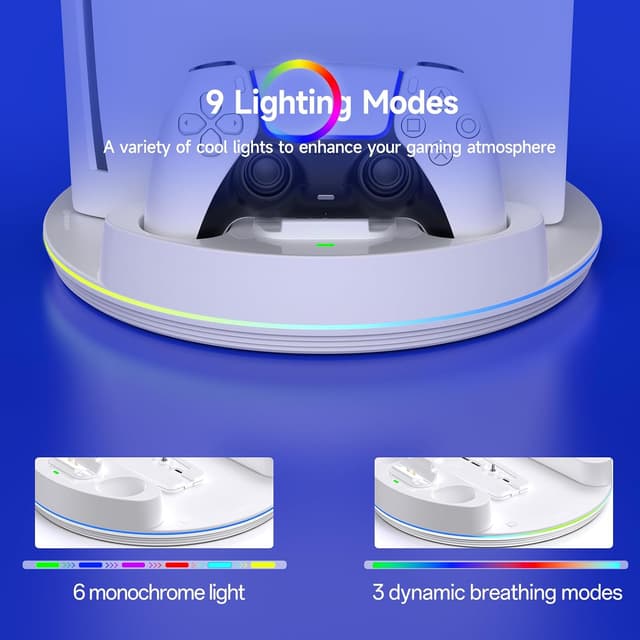Detalle 2 de NEWDERY PS5 Ständer mit RGB 9‑Modi