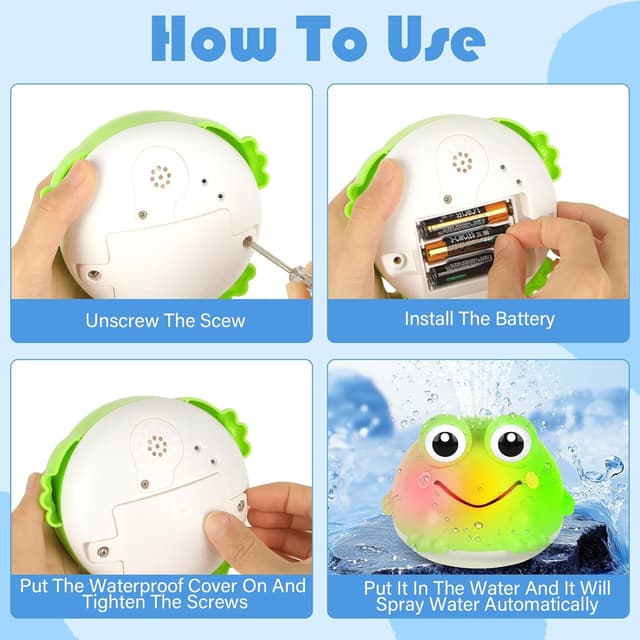Detalle 2 de Withosent Frosch-Spritzball als Badewannenspielzeug mit Licht und automatischem Wasserspray