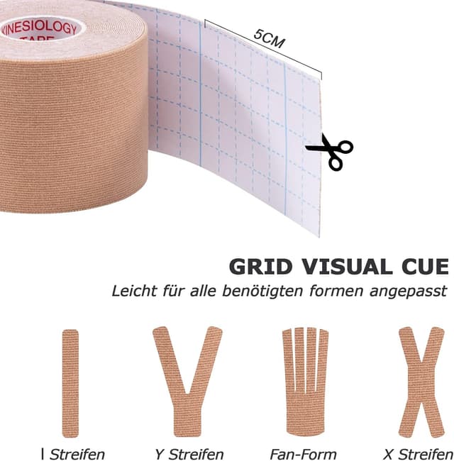 Detalle 2 de Carehabi Nastro kinesiologico 5 m x 5 cm 3 rotoli