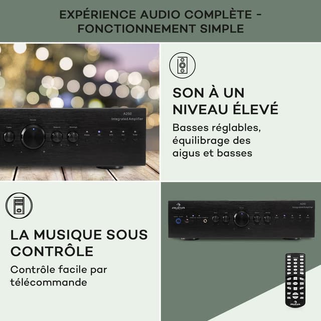 Detalle de AUNA AV2-CD708 amplificateur HiFi 125 W RMS