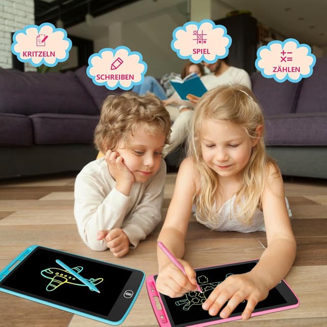 Detalle de Electight LCD Schreibtafel für Kinder (10 Zoll), 3er-Set – löschbar & tragbar