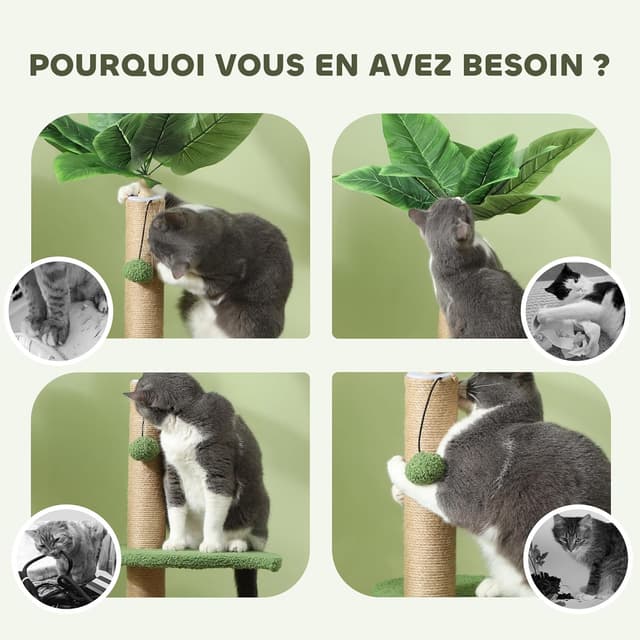 Thumbnail 4 de PawHut arbre à chat 83 cm Vert