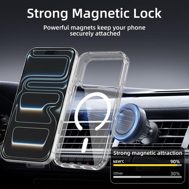 Detalle 2 de NEW’C Magnetische Hülle für iPhone 17 Pro (6,3 Zoll) mit MagSafe Ultimate – stoßfest, transparent