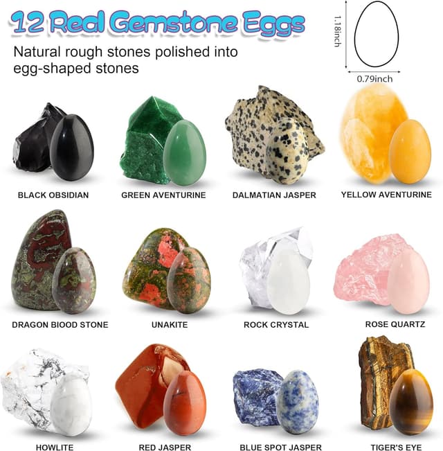 Detalle 2 de Ludmila 12-Pack Gemstone Easter Eggs for Kids (Prefilled Crystal & Rock Eggs)