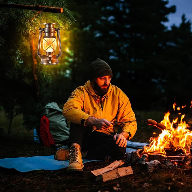 Detalle de Solar Lantern Outdoor Hanging Solar Lights Flickering Flame LED Vintage Lantern (2 Pack) with Auto On/Off & Remote