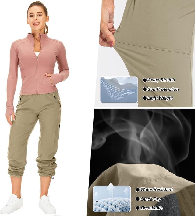 Detalle de mosingle Women’s Walking Cargo Trousers – Lightweight quick-dry hiking pants with UPF 50 and zip pockets