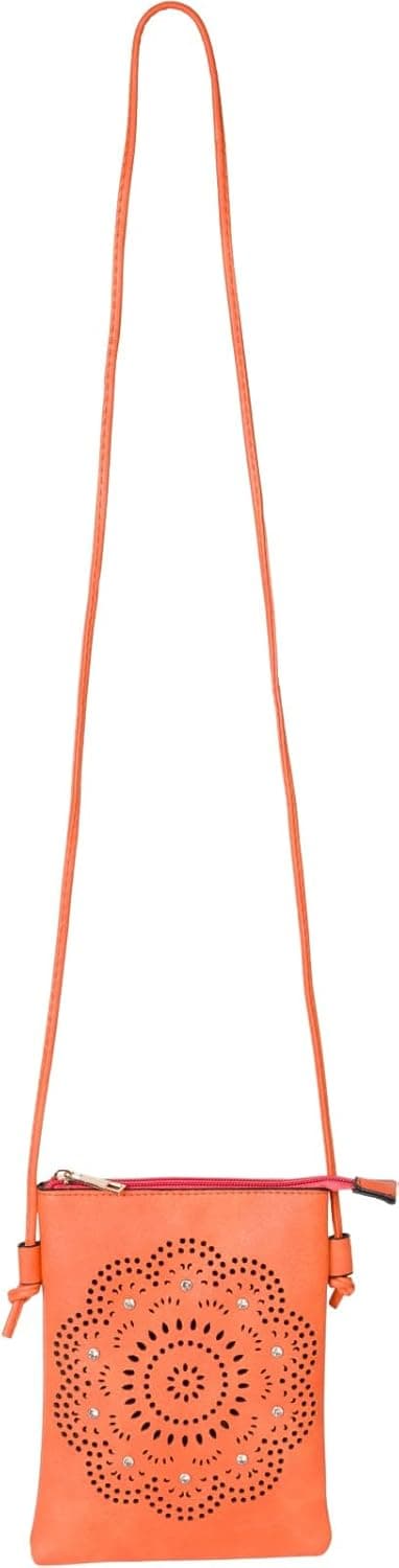 Detalle de Mini borsa a tracolla styleBREAKER con fiori laser cut e strass, 02012367