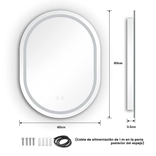 Thumbnail 5 de Dripex Espejo de Baño LED Antivaho Dimmable y Memoria 🪞