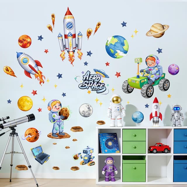 Thumbnail 4 de Supzone Outer Space Rockets Wall Stickers