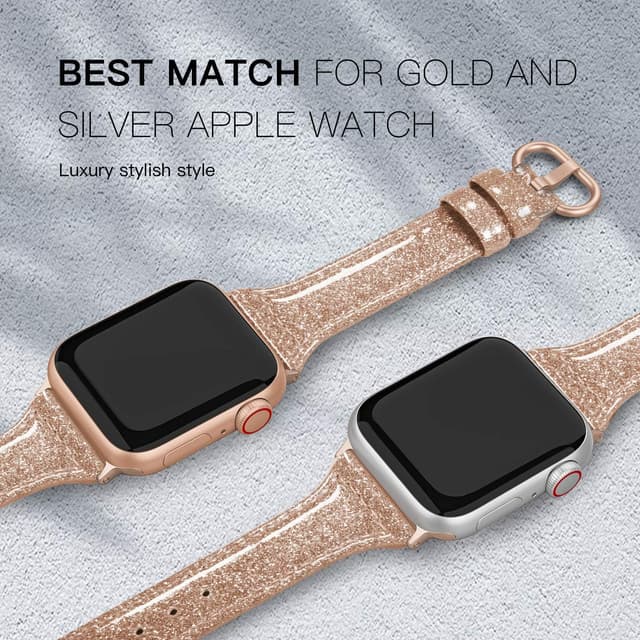 Detalle de PARMPH slim genuine leather Apple Watch strap (compatible with 38mm, 40mm, 41mm & 42mm, Series 10–1)