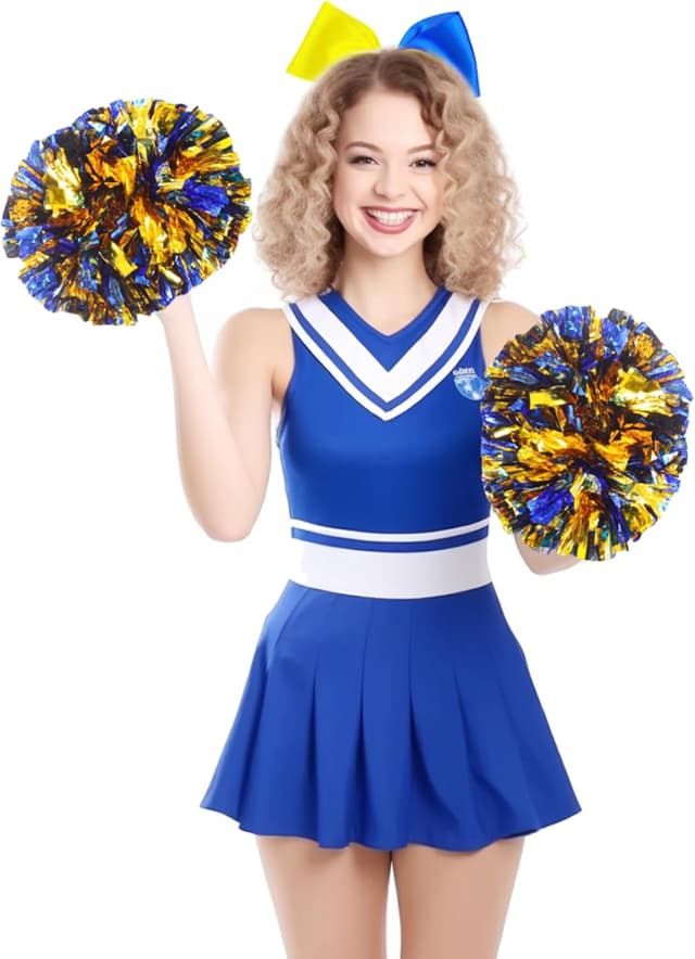 Detalle 1 de 12Pcs Metallic Cheerleading Pom Poms 10.6"
