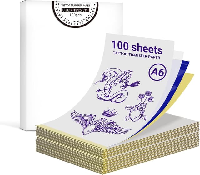 Detalle de ORGBRO X8 carta per trasferimento tatuaggi temporanei A6 (105 × 140 mm), 100 fogli, 4 strati