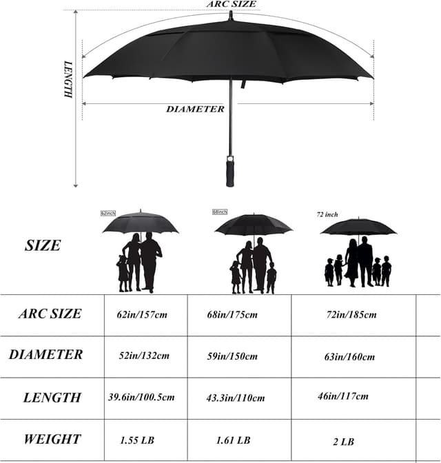 Thumbnail 5 de ACEIken Golf Umbrella 62 Inch Windproof