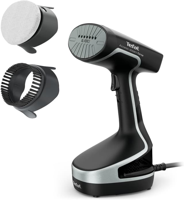 Detalle de Tefal DT8250 Handheld Clothes Steamer (Access Steam Force) – ready in 25 seconds, 90g/min boost, black and silver