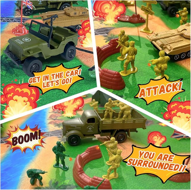 Detalle de TALGIC Army Men Toys Large Battle Playset (120 PCS) — Army Men Action Figures & Military Vehicle Battlefield Set