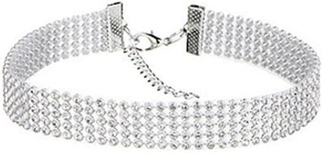 Detalle 2 de MIQIQAO Strass-Choker Halskette in Silber mit CZ-Diamant-Optik