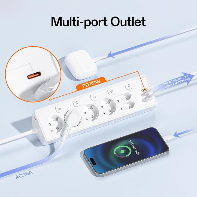 Thumbnail 2 de Ciabatta Multipresa PD 30W 6 prese e 3 USB