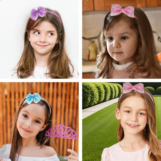 Thumbnail 4 de Glitzer Haarreifen mit Schleife 6er-Set đ