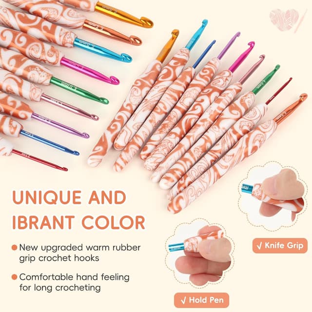 Thumbnail 2 de Reessy Golden Crochet Hooks Set 2.0–6.0mm