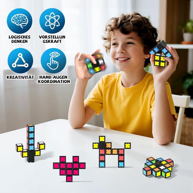 Detalle de Magnetische Fidget Toys für Kinder, Teenager und Erwachsene – Leuchtender Fidget Spinner mit 12 Magnetmodulen