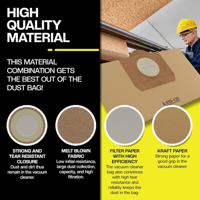 Detalle 2 de Bolsas para aspiradora Kärcher WD3, paquete de 10🧹