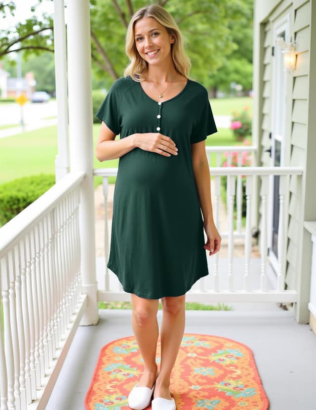 Detalle 2 de Stillnachthemd aus Baumwolle mit 5 Knöpfen