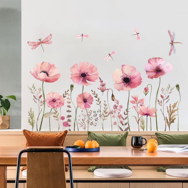 Detalle 2 de HPNIUB Pink Blossom Flower Wall Stickers for Kids Nursery, Bedroom & Living Room