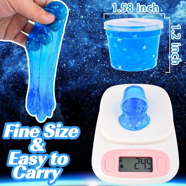 Detalle de Galaxy Slime Bulk 24 Pack in Blue Galaxy Theme (24 clear-lidded cups)